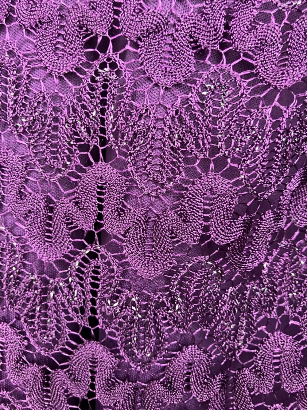 Purple Lace Elegant Cocktail Dress Petite Sz 8 V Neck Sleeveless Wedding Guest - Picture 11 of 12